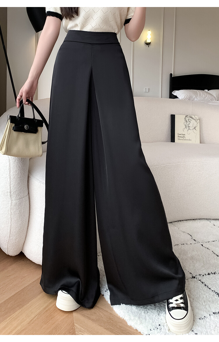 YIGE High quality satin wide leg pants for women's summer high waisted pink floor mop skirt pants with loose ice silk pants