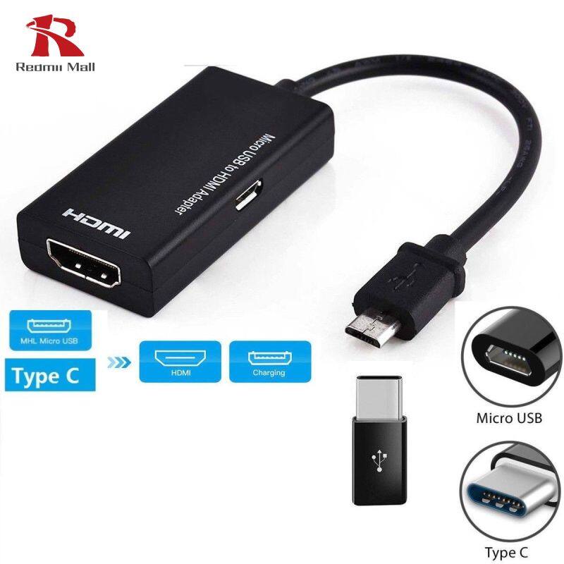 Type c & micro usb male to hdmi female adapter cable for cellphone tablet tv