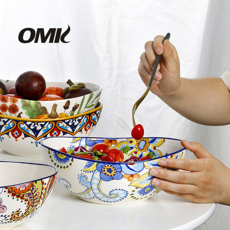 OMK Red Luca Series Ceramic Boat salad bowl
