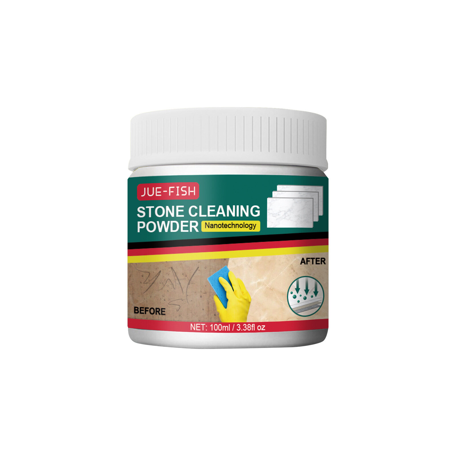 JUE-FISH Stone Stain Remover Stone Cleaning Powder Oil Stain Cleaner For Kitchen Floor Biodegradable Household Cleaning Supplies Stone Stain Remover Powerful Stone Cleaning Powder Stubborn Deep Stains Granite Cleaner Stone Floor Cleaner For Household 100g