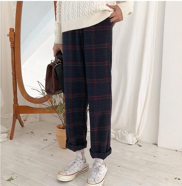 plaid loose pants