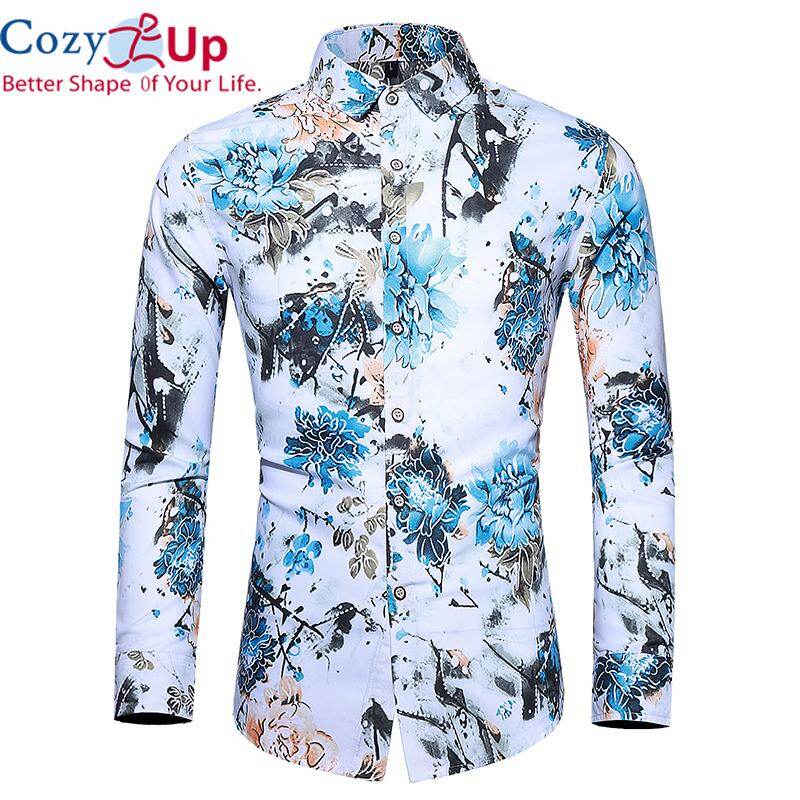 Cozy Up Printed Men's Shirt Classic Fashion Flowers Casual Long Sleeve Lapel