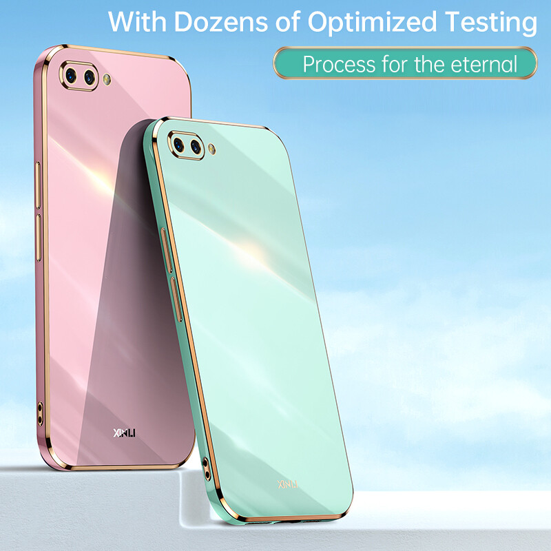 AnDyH Ốp Điện Thoại Mạ Cho OPPO A3S A12E Realme C1 Ốp Bảo Vệ Máy Ảnh Chính Xác Ốp Viền Thẳng Sang Trọng