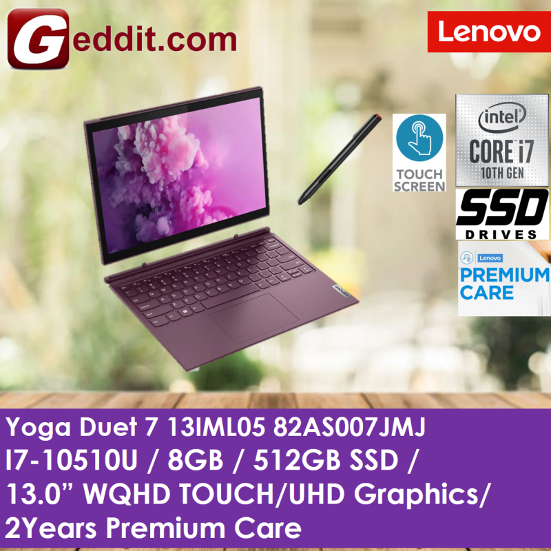 LENOVO YOGA DUET 7 13IML05 82AS007JMJ (ORCHID) / 82AS007HMJ (SLATE) LAPTOP (I7-10510U,8GB,512GB SSD,13.3 FHD,UHD GRAPHICS,WIN10) (7-13IML05 / 13IML05) Malaysia