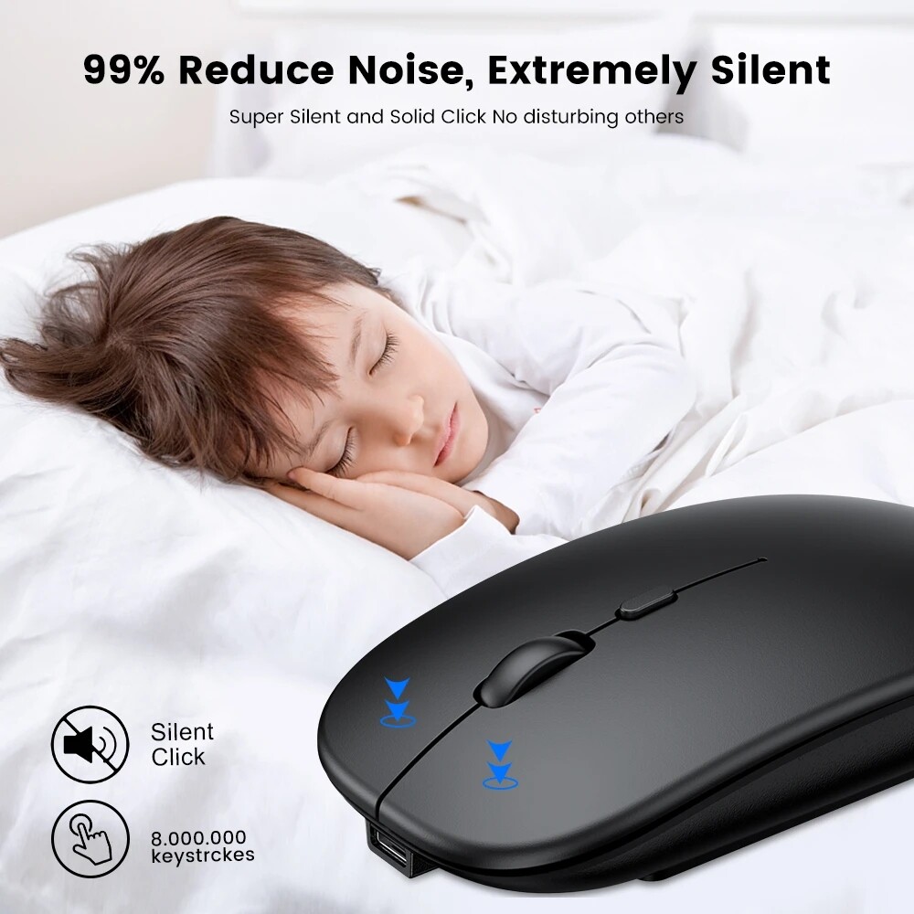 1600DPI Chuột không dây 2.4G cổ điển có thể sạc lại chuột siêu mỏng chuột không tiếng câm cho PC máy tính xách tay văn phòng phụ kiện máy tính xách tay