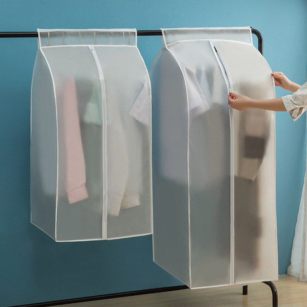 Garment Clothes Cover Protector Hanging Garment Storage Bag Translucent Dustproof Waterproof Hanging Storage Bag for Wardrobe with Full Zipper (50 x 100 x 120cm)