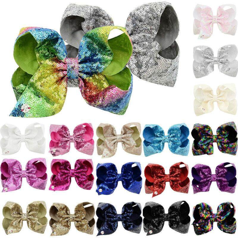 JOJO SIWA Large 8 Inch Hair Bow Rainbow Bowknot Hair Clips For Girls Kids