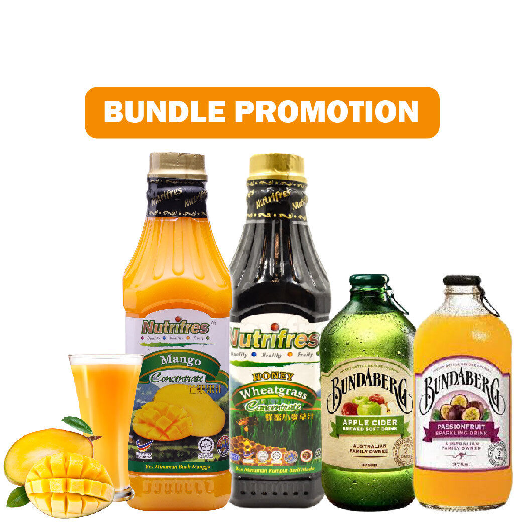NUTRIFRES FRUIT JUICE + BUNDABERG APPLE CIDER SOFT DRINK + SPARKLING DRINK (PROMOTION SET) Lazada