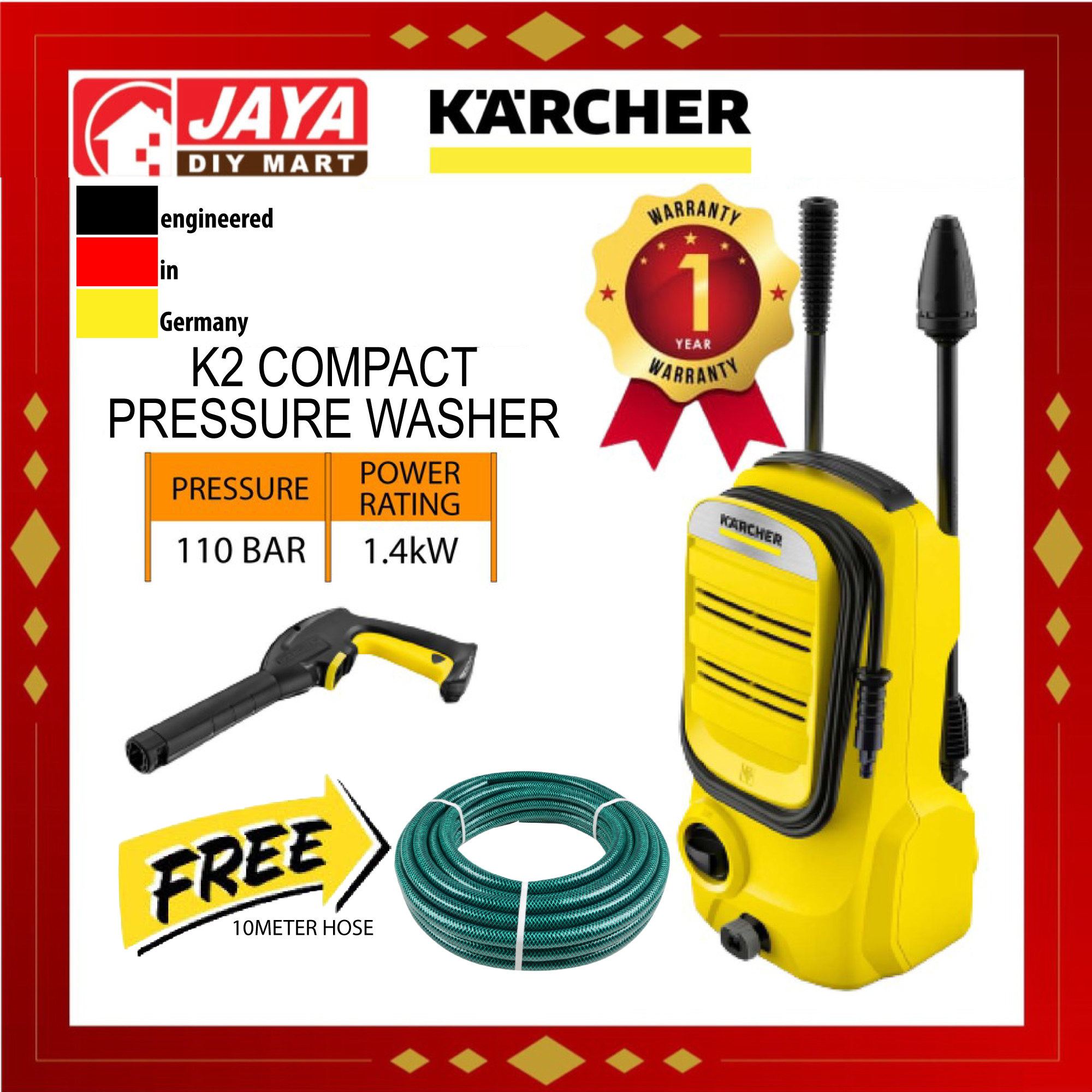 KARCHER K2 1400W HIGH QUALITY COMPACT 