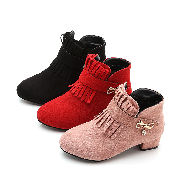 YUAAE Girls Fashion Boots Leather Sport Shoes For Children High Heel Warm  Boots Short Soft Bottom Princess Snow Boots Kids Sneakers | Lazada PH