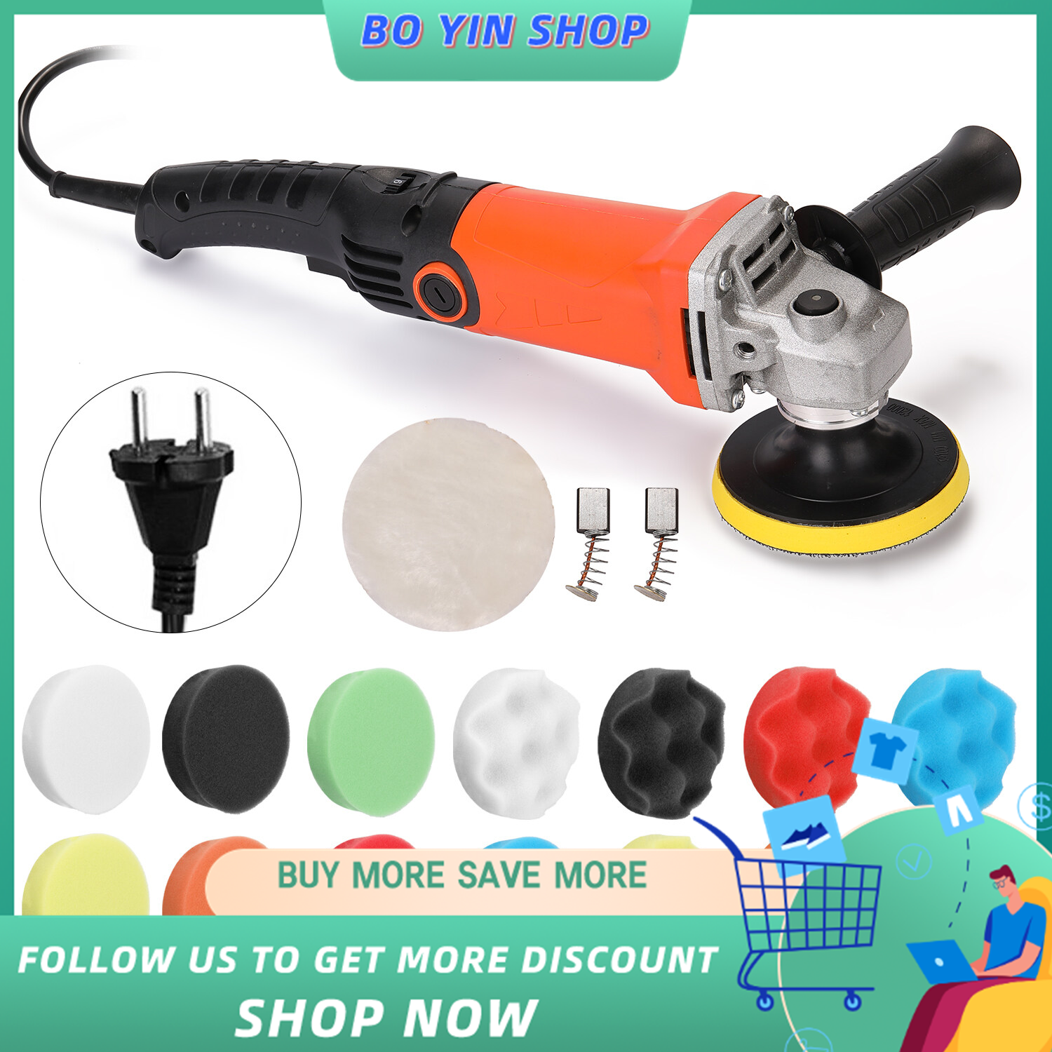 BO YIN 1200W 220V Adjustable Speed Car Electric Polisher Waxing Machine Automobile Furniture Polishing Tool