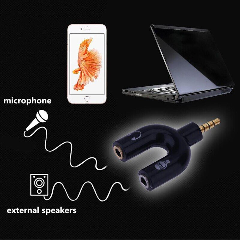 3.5mm Audio Microphone Earphone Splitter Connector Mic Headset Jack Converter Plug Adapter For Mobile Phone Tablet PC