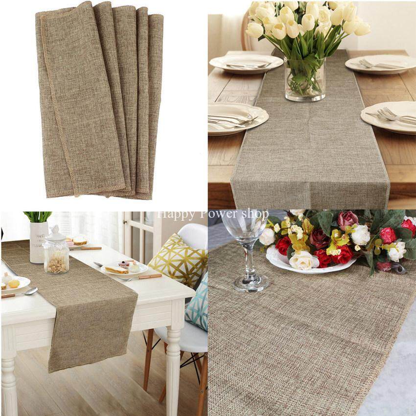 Hạnh Phúc Điện Shop Classic Linen Váy Lót Đay Thiên Nhiên Bàn Runner Cho Weddingparty Trang Trí