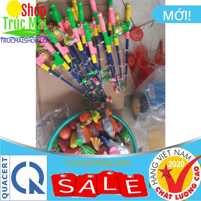 đồ chơi cho bé Combo 1 kg cá nhựa, 1 cần câu và 1 viên nam châm ✅ Hàng Việt Nam