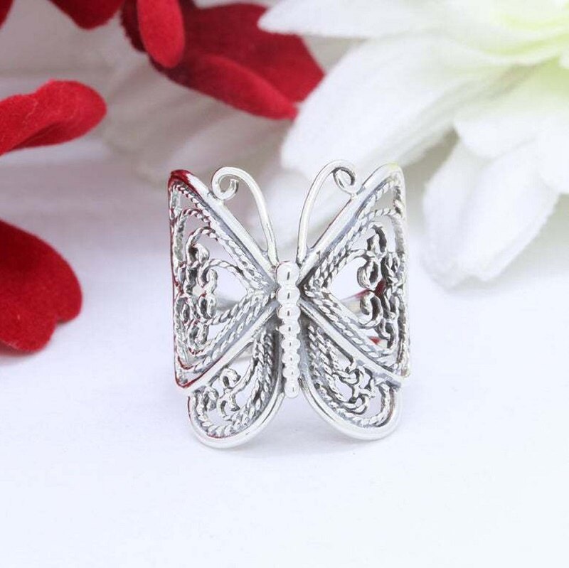 Nhẫn Bướm rắn 925 Bạc thật tinh khiết Đồ Nư Nhẫn Bướm Nhẫn cưới Bướm trang sức