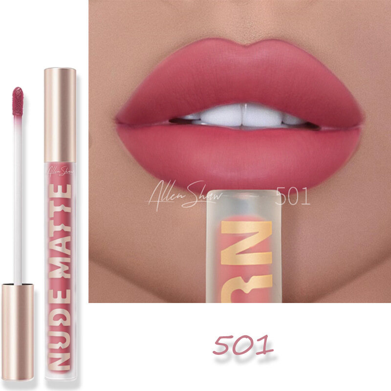 WOOLOVE Lipstick 8 Colors Matte Lip Gloss Sexy Nude Lips Long Lasting Moisture Waterproof Nonstick Cup Makeup Lip Tint Beauty Cosmetic