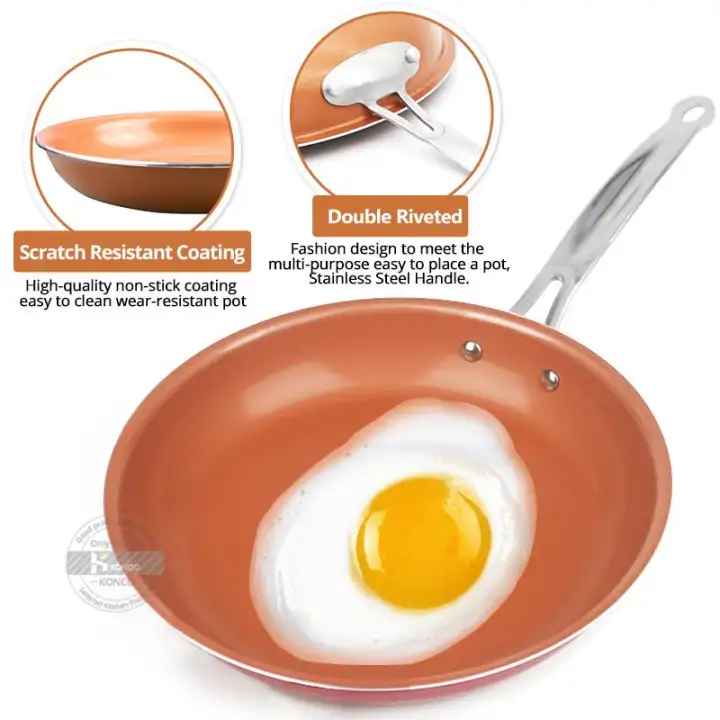 Konco Non Stick Copper Frying Pans Skillets With Ceramic Coating Konco Non Stick Copper Frying Pans