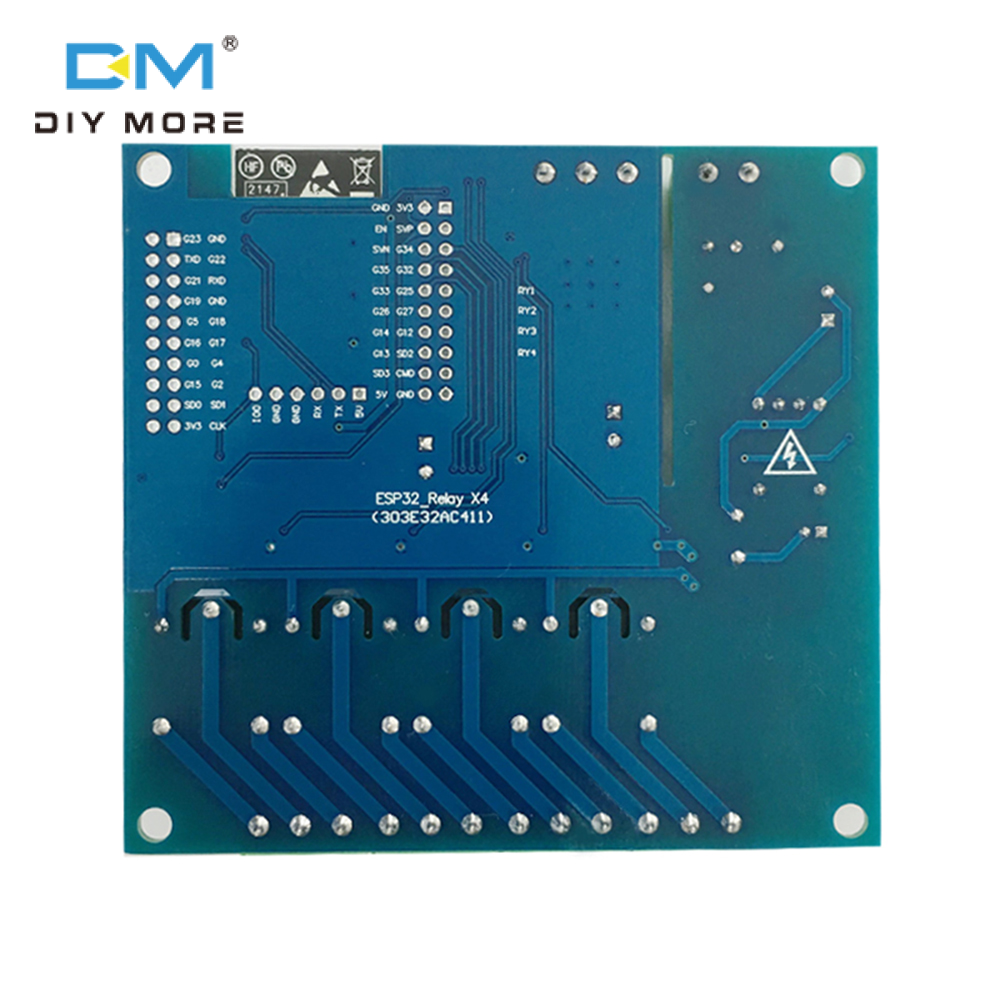 diymore [Chính Hãng 100%]  Bảng Phát Triển ESP32-WROOM Mô-đun Rơ Le Bốn Chiều ESP32 Mô-đun WiFi & BLE Nguồn Điện AC220V/DC5-30V Công Suất Lớn 4M Byte Flash Cho ESP32