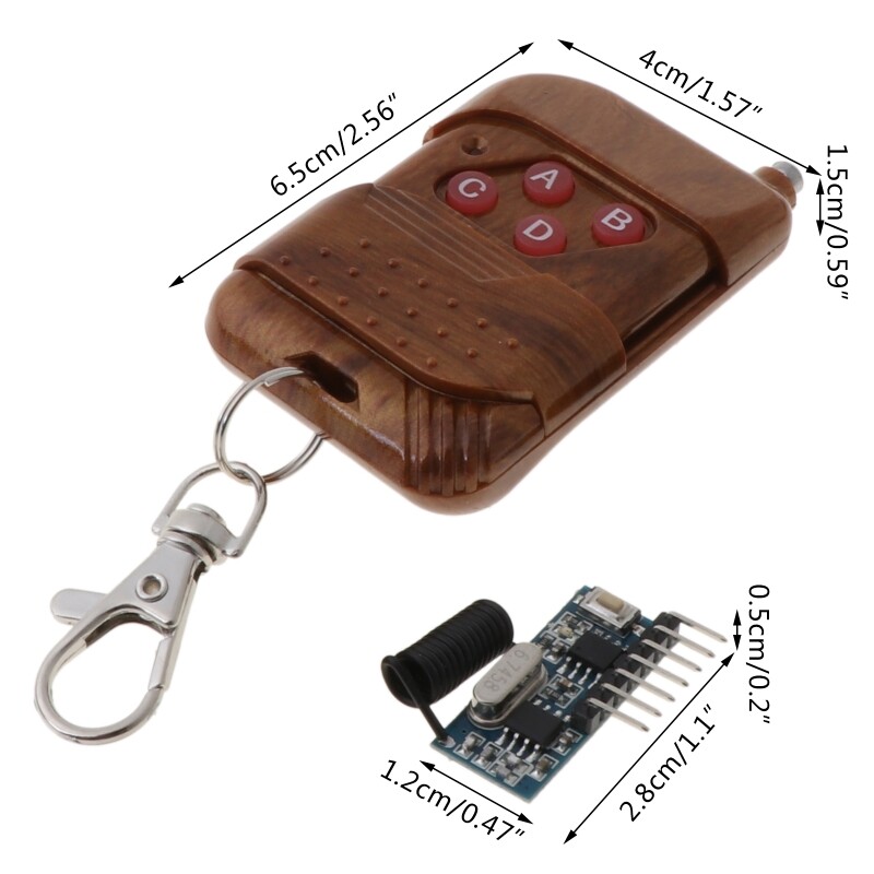 Four-button remote control and wireless decoding module 4-way learning code EV1527