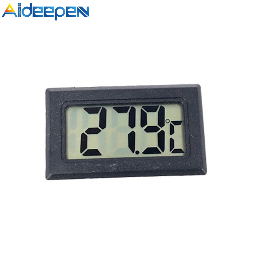 Aideepen Embedded Digital Thermometer with Built-in Probe and LR44 Battery Black Rectangular Thermometer Hygrometer Aquarium Temperature Humidity Meter