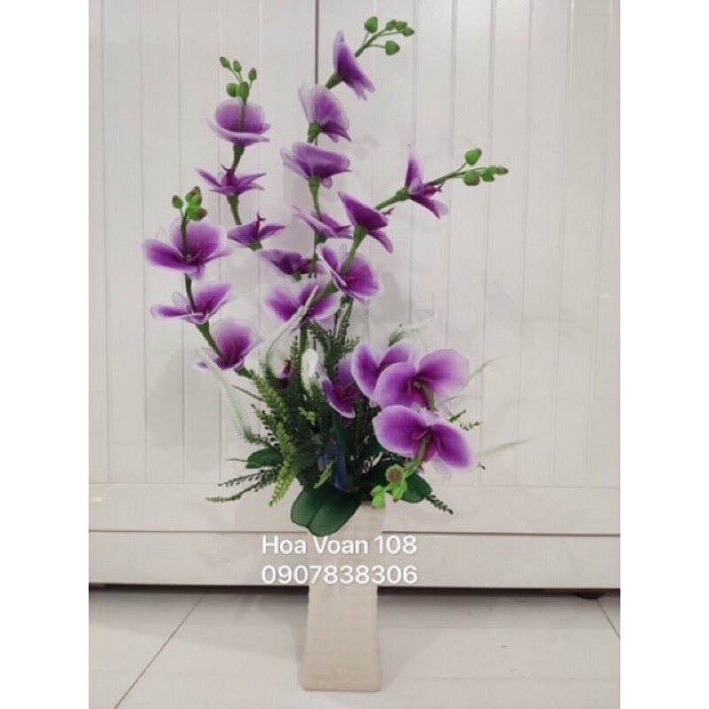 Chậu hoa voan lan hồ điệp cao 75cm( có đèn trắng)