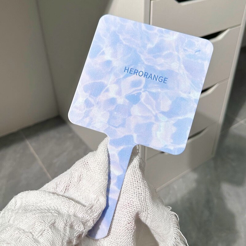 Herorange Gương Trang Điểm Cầm Tay Hình Vuông Nhỏ Gọn Họa Tiết Lượn Sóng Tiện Lợi
