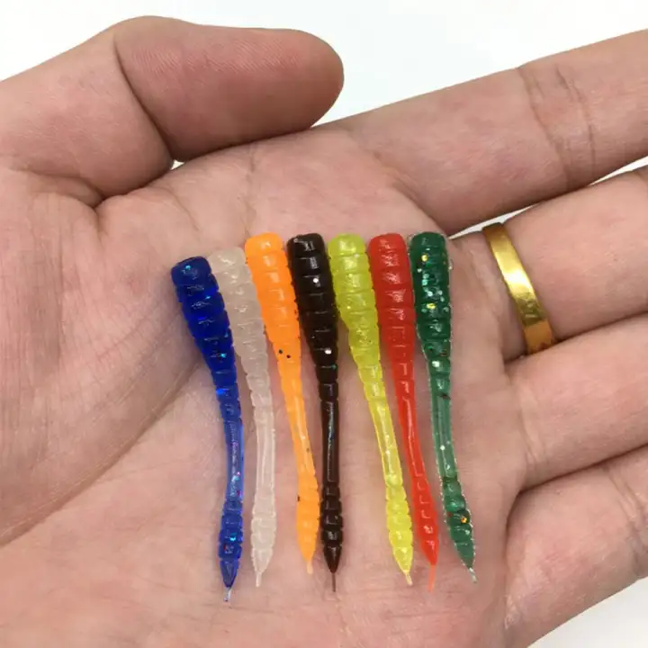 50PCS Useful Fishing Worm Bait Soft Plastic Lure Capuchin Maggot Single T Tails