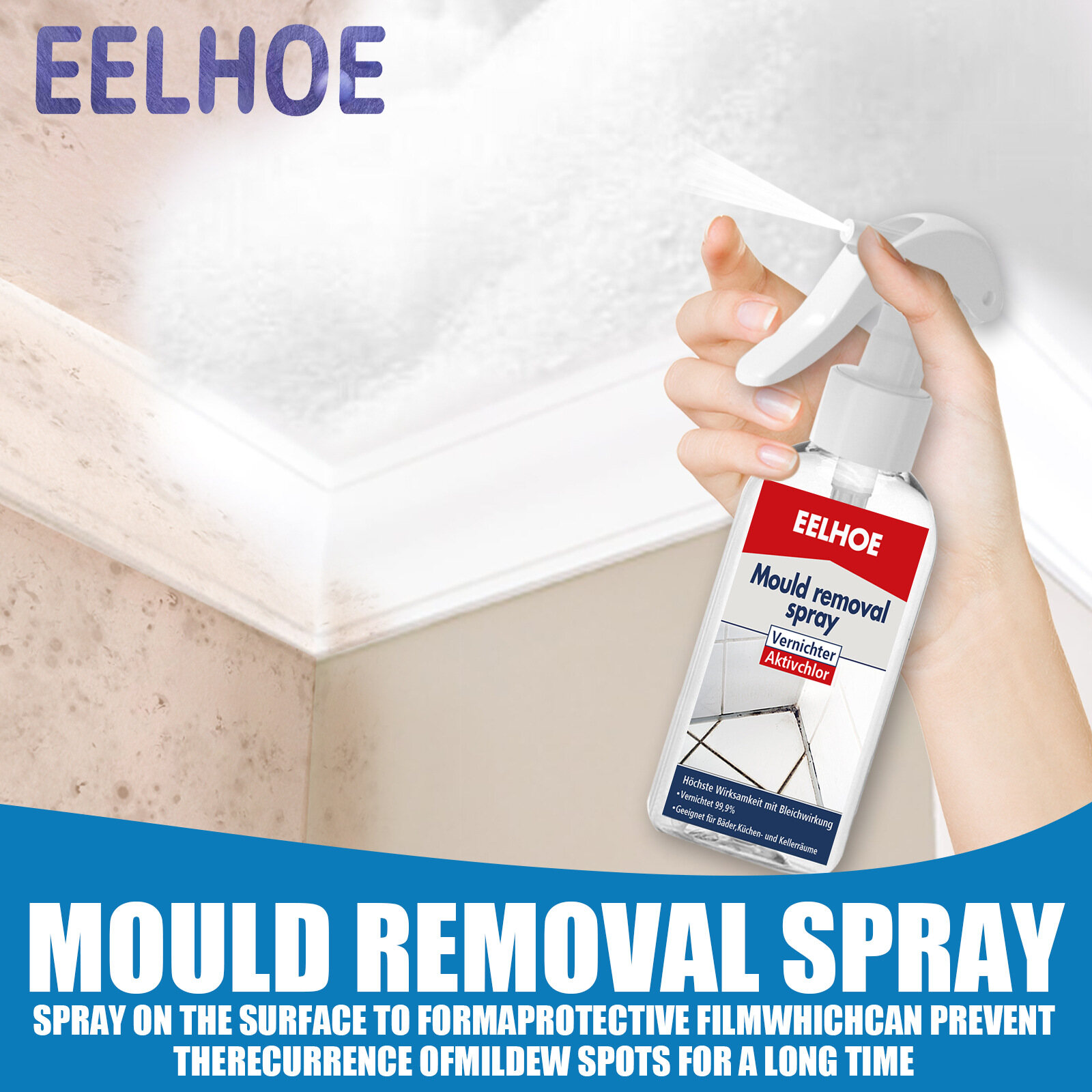 EELHOE Mildew removal active foam spray refrigerator seal ring mold removal home wall tile multi-purpose mildew cleaner All-purpose Active Foam Mildew Cleaner Mold Stain Remover Spray For Wall Wood Floor Bathroom Tile Mattress