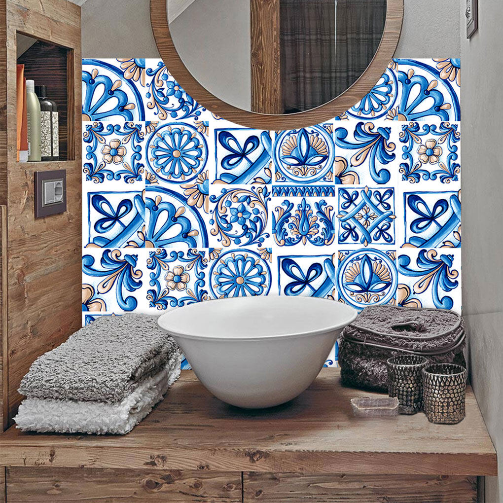 Wall Tile Flower Wall Sticker Mural Tile Decal Waterproof Self-Adhesive Tile Sticker