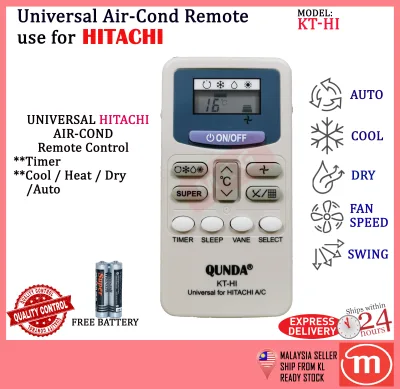 HITACHI AIR COND REMOTE CONTROL MULTI REPLACEMENT QUNDA (KT-HI) AIRCOND
