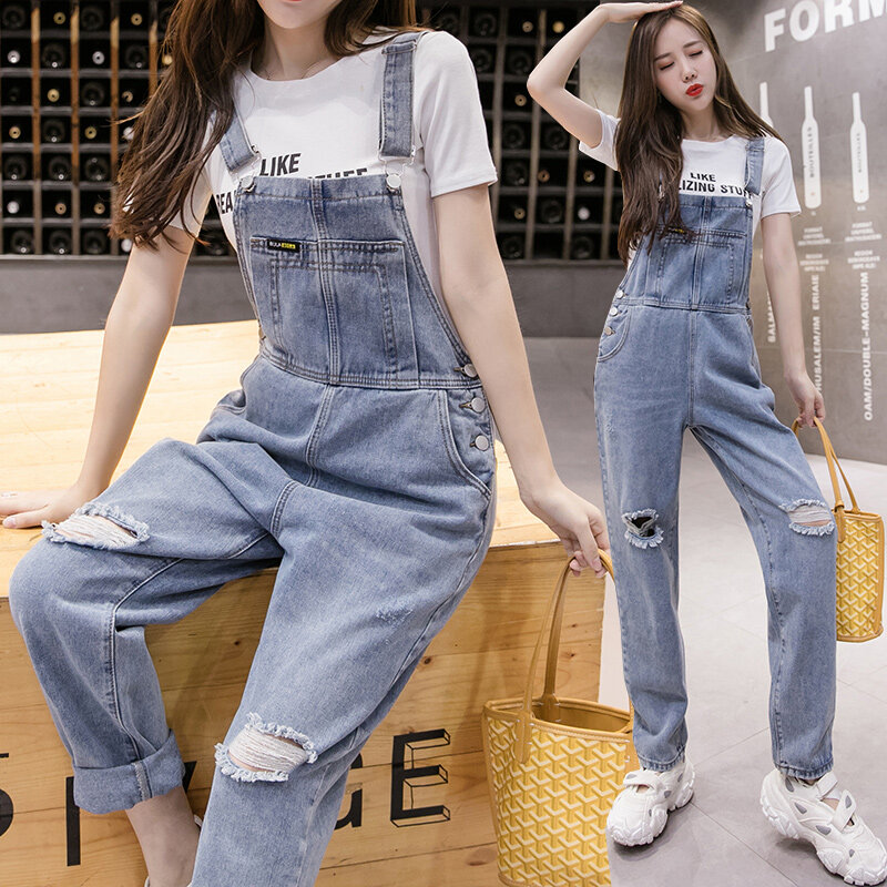 light blue denim overalls