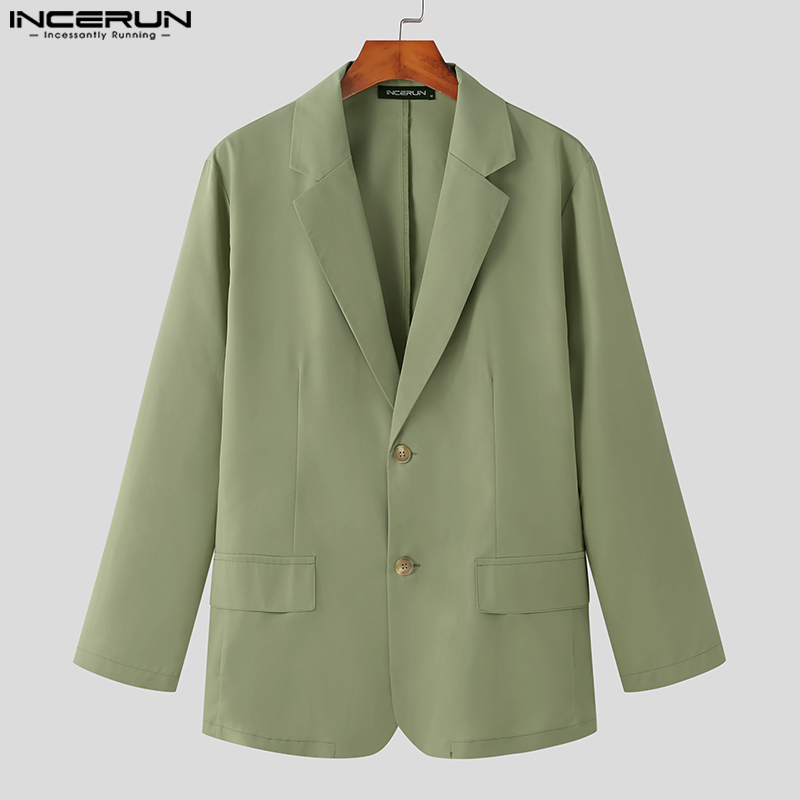 Medussa NCERUN Mens Lapel Long Sleeve Casual Lazy Drape Solid Single-Breasted Blazer
