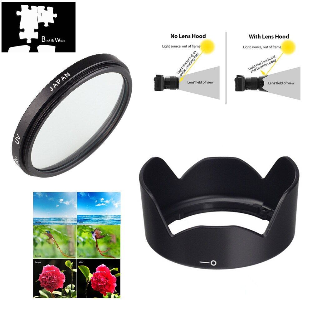 49mm uv filter ew-53 lens hood for canon eos m5 m6 m50 mark ii m10 m100 m200 with ef-m 15-45mm f/3.5-6.3 is stm lens