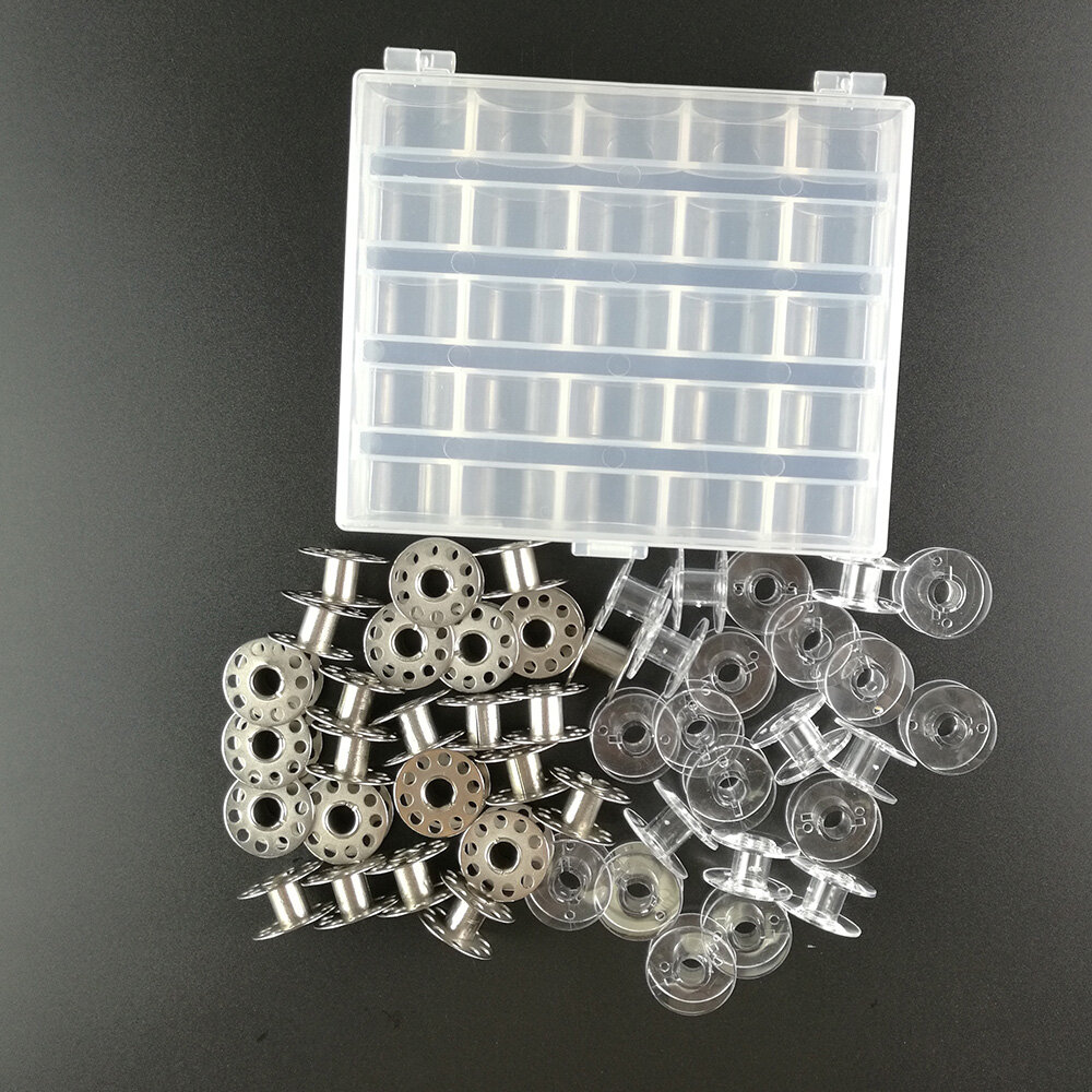25Pcs/Set Empty Bobbins Sewing Machine Plastic Case Storage Box for Sewing Machine Spools with Thread Storage Case Sewing Tools