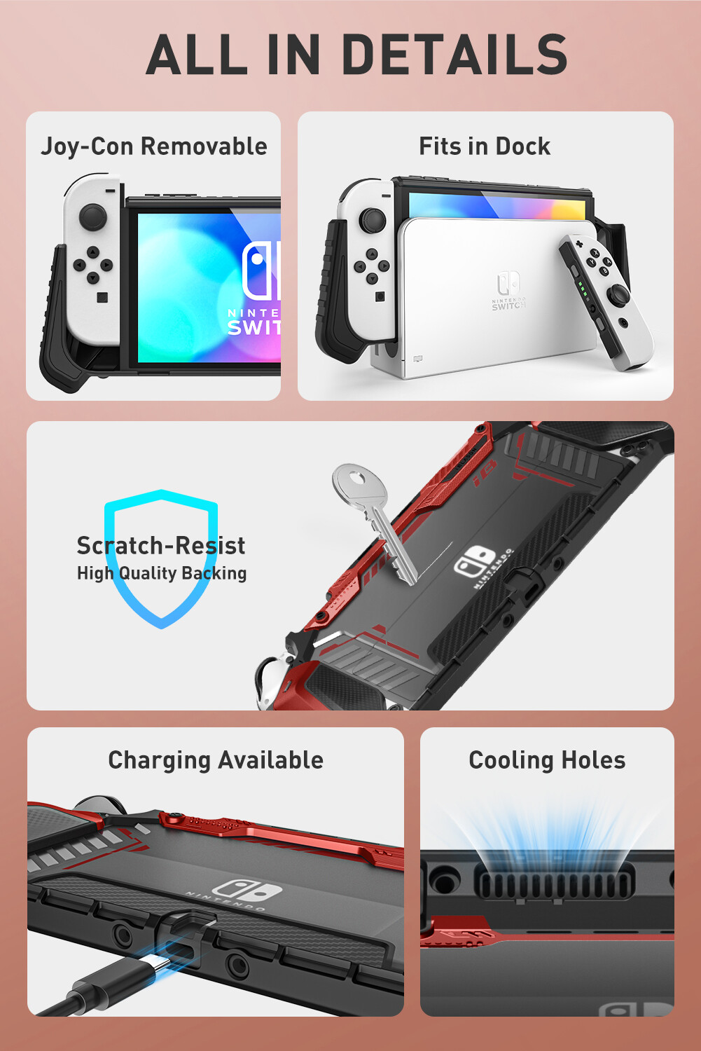 i-Blason Armorbox for Nintendo Switch OLED Case 2021 Dockable Rugged Protective Case Compatible with Nintendo Switch OLED Model and Joy-Con Controller