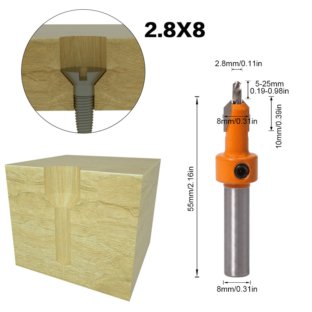 VOKTTA Mũi Khoan Mũi Khoan Mũi Vát Góc 8Mm Mũi Vát Góc Làm Mộc Để Gia Công Gỗ Nhựa Và Khoan Lỗ