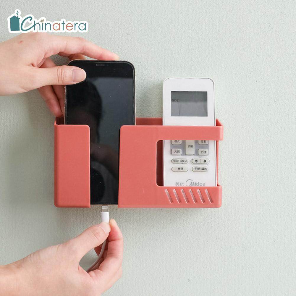 Wall Mounted Storage Rack Remote Control Wall Holder Mobile Phone Charging Plug Organizer Shelf Bathroom Kitchen Organizer
