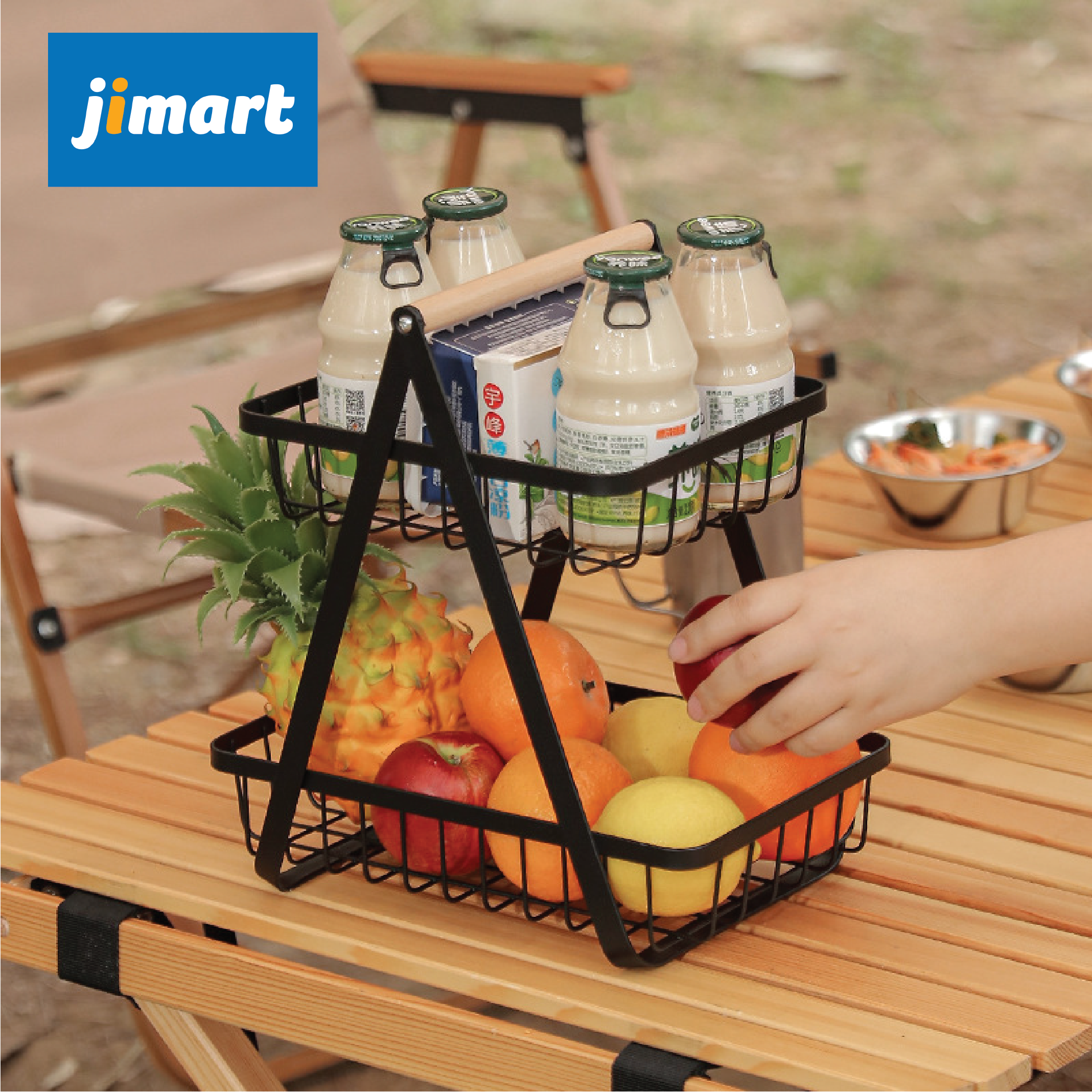 Jimart 2 Tier Onion Rack Fruit Basket Onion Vege Basket Storage Organizer Kitchen Fruit Holder