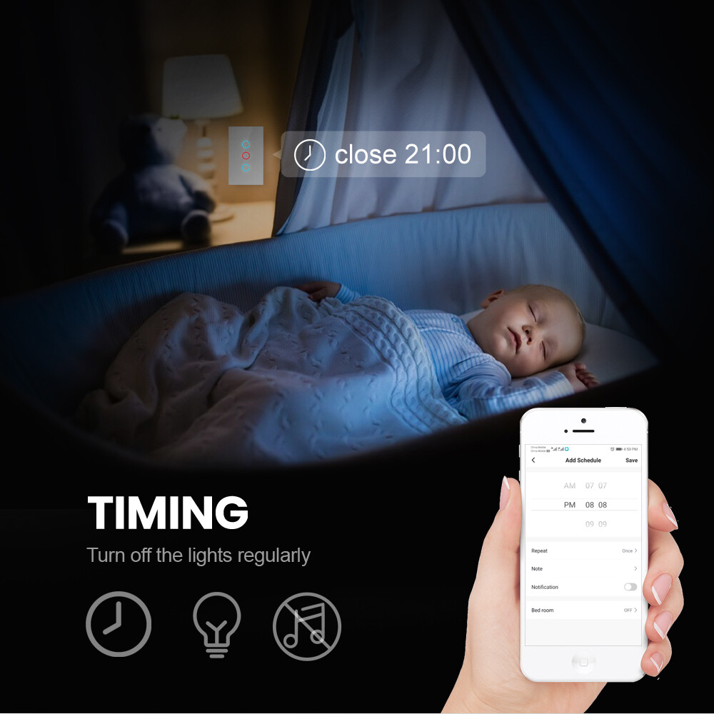 E Life Smart Store Tuya Zigbee US Smart Switch No Neutral Wire Required 1/2/3 Gang Light Touch Switch Voice Control Wall Light Switch US Standard Light Switch AC 100-240V Smart Switch Use With ZIgbee Hub