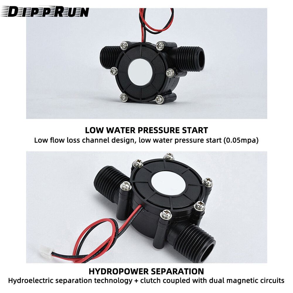 Dipprun DC 5V/12V/80V Micro Hydro Máy phát điện DC Lưu lượng nước Máy phát điện thủy điện Máy phát điện tuabin thủy điện vòi nước dòng chảy thủy lực tự làm