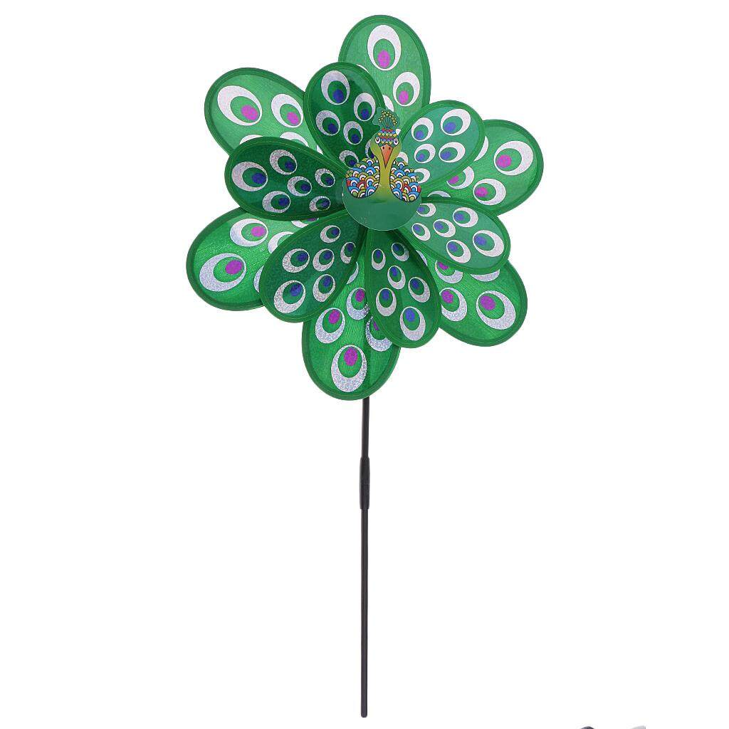 Fityle 3d Peacock Windmill Whirligig Wheel Pinwheel Yard Garden