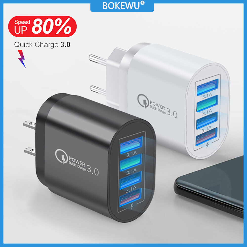 BOKEWU Bộ Sạc USB Sạc Nhanh 3.0 Bộ Sạc Nhanh 4 Cổng Bộ Chuyển Đổi Sạc Gắn