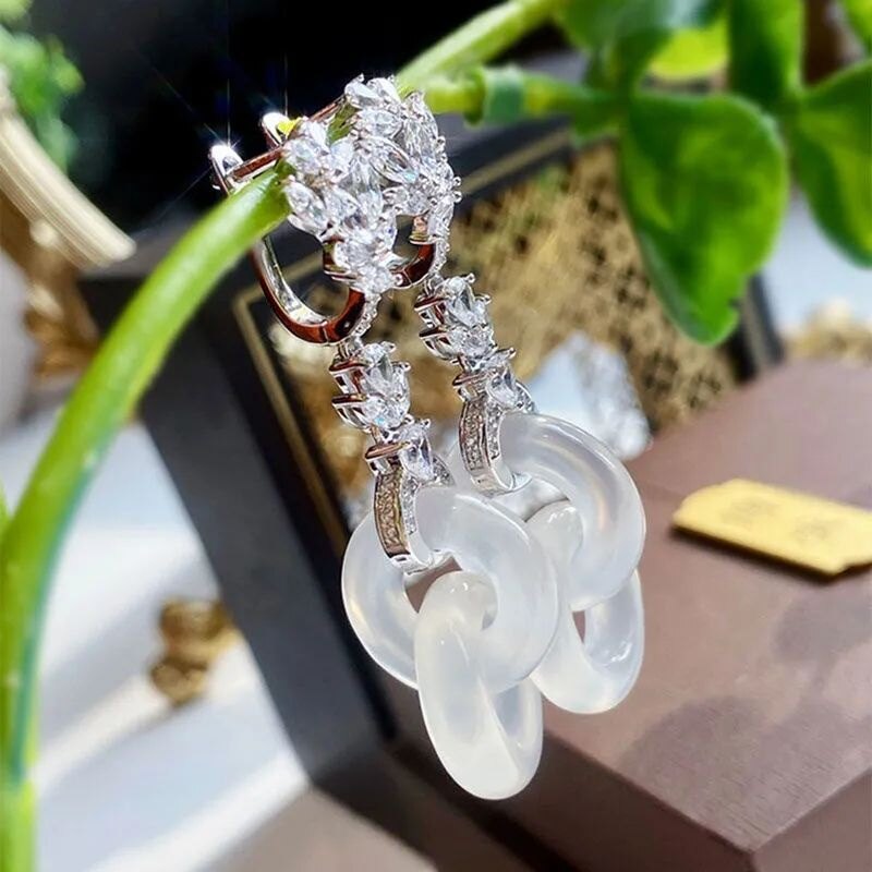 S925 Sterling Silver Natural Hetian Jade Earrings Ear Stud Earring Cute Men Korean Fashion Accessories Couple Vintage Sterling Silver 925 Earrings for Women