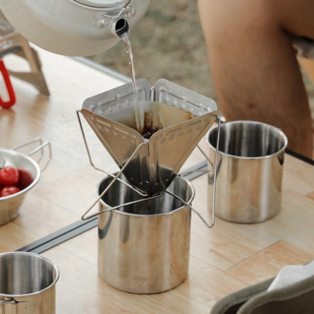Stainless Steel Coffee Dripper Holder Foldable Portable Camping