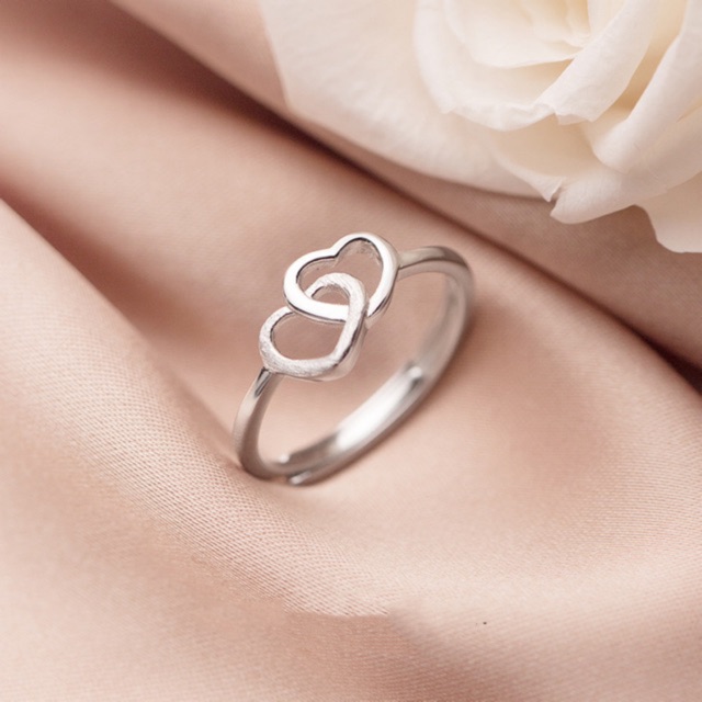 💘 NHẪN BẠC NỮ TRAI TIM LỒNG H.A.S SILVER 💘 S925 PHỦ BẠCH KIM FREESIZE 💘