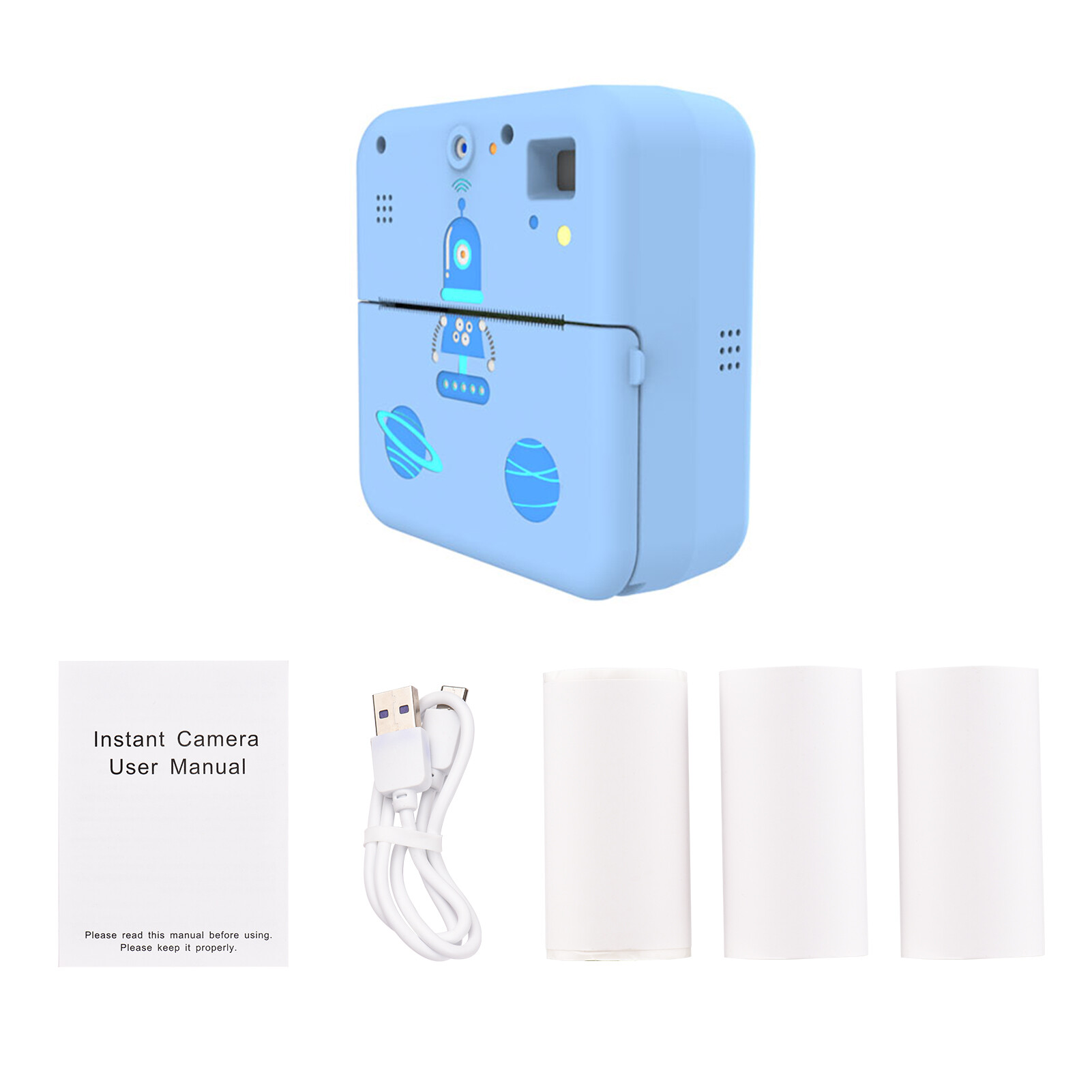 keykits- Mini Pocket Printer Camera Instant Print Portable Thermal Printing Machine Wireless BT Connection for Picture Label DIY Handcraft List Meno Notes Journal Receipt Paper Sticker Compatible with Android iOS