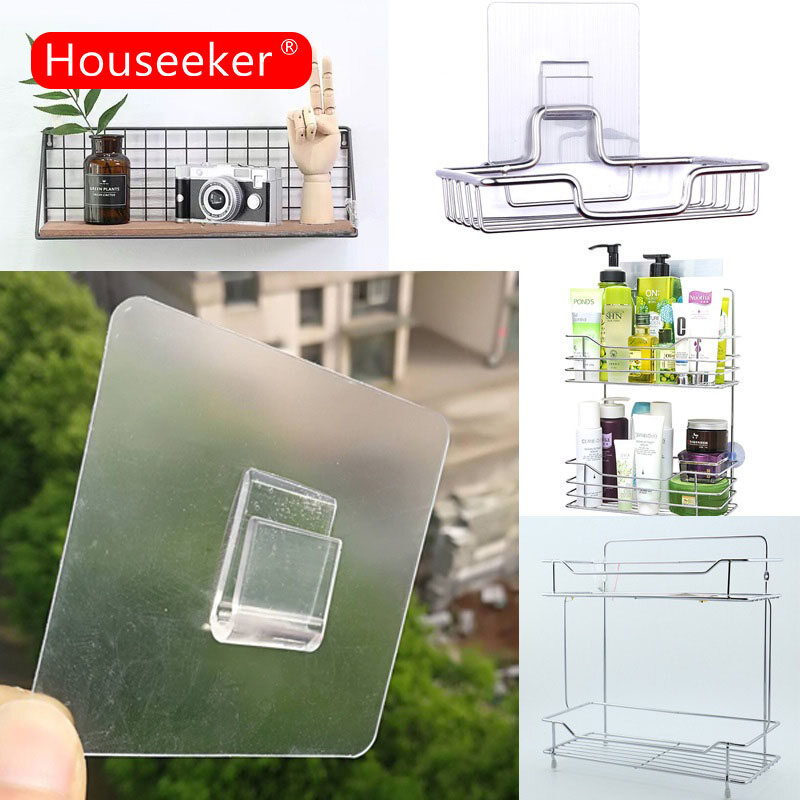 Houseeker Strong Self Adhesive Wall Hangers Hooks Shelf Accessories for Kitchen Bathroom