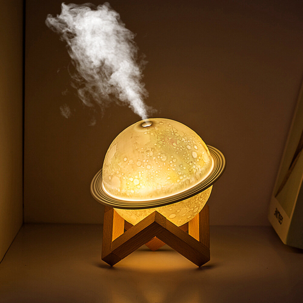 KAIMEIDI Creative Planet Light Humidifier Aroma Diffuser LED Night Light USB Rechargeable Atmosphere Light Moon Light Humidifier Mute Large Fog Volume