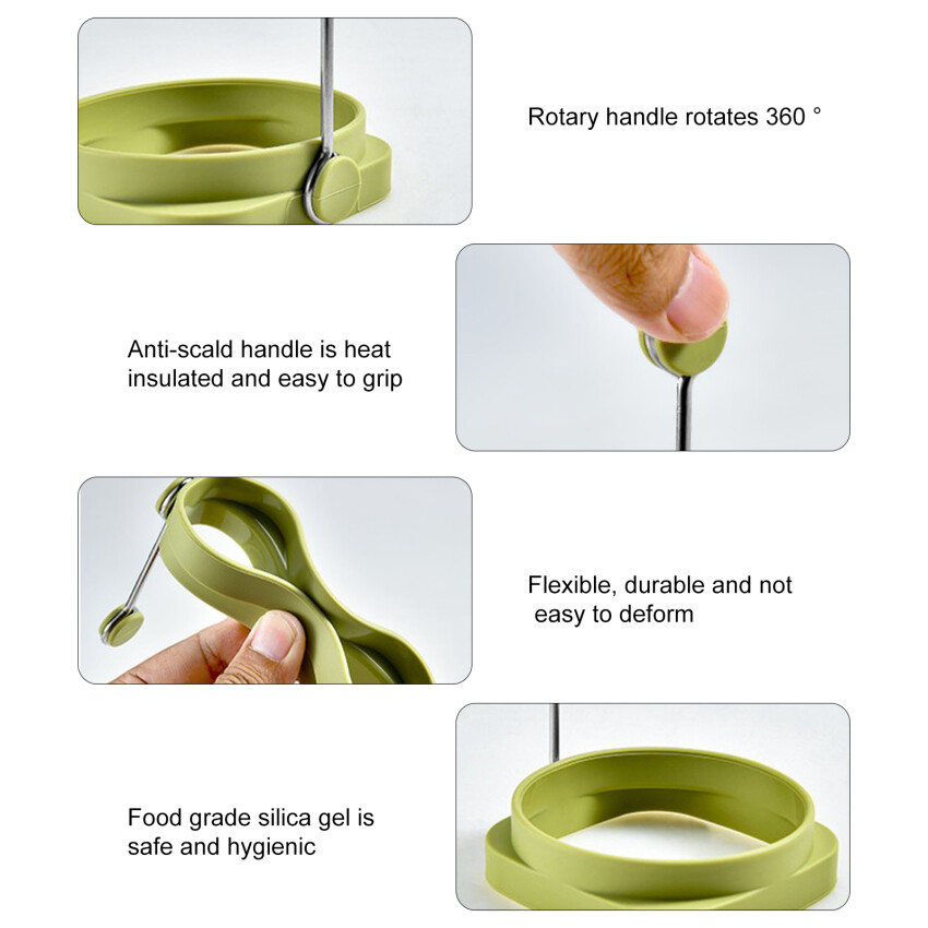 1 Cái Khuôn Trứng Chiên Khuôn Ốp La Tiện Lợi Hình Tròn Hai Mặt Công Cụ Silicone Khuôn Bánh Kếp Khuôn Chảo Rán Phụ Kiện
