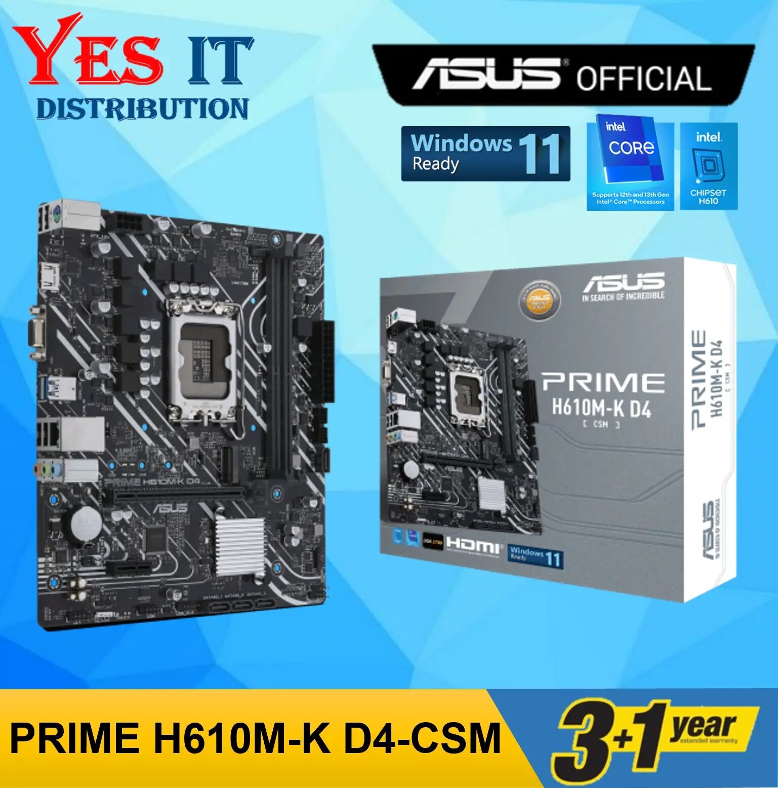 INTEL PENTIUM GOLD G7400 PROCESSOR + ASUS PRIME H610MK D4 / PRIME
